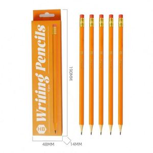 Wholesale Custom Logo 12pcs Hexagonal HB Plastic Standard Pencils Set with Orange Paper Box for Children 3 Designs - Product Image 3