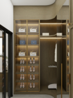 Armoires de dressing minimalistes de luxe modernes pour appartement meubles de chambre européens éclairage intégré pour le stockage des vêtements