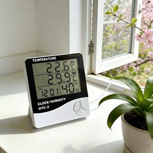 Termómetro Digital Preciso para Interiores y Exteriores con Funcionamiento a Pilas, con Higrómetro, Reloj Despertador Digital para el Hogar, Oficina, Jardín, Patio, HTC2 - Product Image 1