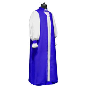 Robe de prêtre vintage à imprimé, robe d'église, col montant, manches lanternes, tenue de clergé pour cérémonie taoïste, bouddhiste, moine, missionnaire - Product Image 2