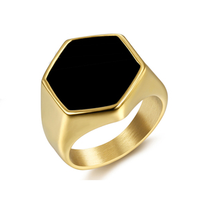 OEM ODM Punk Rock Smooth Black Signet <strong>Rings</strong> for <strong>Men</strong> Retro <strong>Men</strong> Gold <strong>Pinky</strong> <strong>Ring</strong> HipHop Party Finger Jewelry - Product Image 2