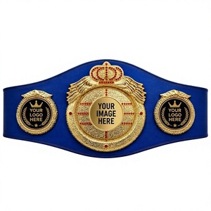 New Boxing Champion Belt With Royal blue leather strap with outstanding finishing used in tournaments championship <b>wrestling</b> bel - Product Image 1