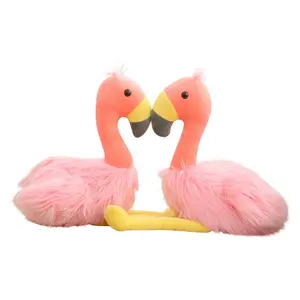 Factory Wholesale Pink Lying Flamingo Toy Plush Animal Furry Ostrich Doll Cute Home Decor Toys