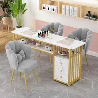 Ensemble table et chaise professionnel pour manucure, fabricant de mobilier de salon, vente en gros, table de manucure simple ou double, OEM ODM personnalisé