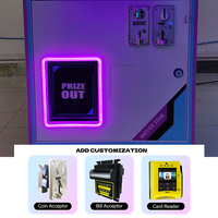 Petite machine à grue à griffes Mini distributeur automatique de jouets en peluche à jetons avec accepteur de billets Langue anglaise