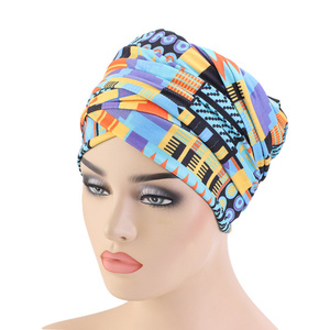 <span class=keywords><strong>Turban</strong></span> en coton à longue queue pour femme, <span class=keywords><strong>foulard</strong></span> imprimé géométrique, vente en gros - Product Image 5