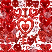 Ensemble de décoration de ballons en forme de cœur pour la Saint-Valentin, ballons en latex rouge et or, je t'aime, anniversaire de mariage