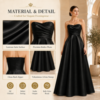 Collection de robes de soirée noires pour femmes, robes longues formelles pour mariage et événements, fournisseur de marques privées