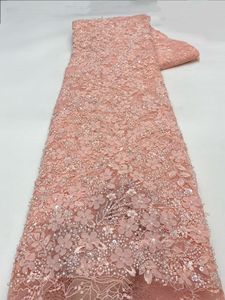 NI.AI New Style Elegant 3D Flower Net <strong>Lace</strong> Sequin <strong>Fabric</strong> Short Beaded <strong>Lace</strong> <strong>Fabric</strong> Sequin Beaded <strong>Fabric</strong> With Pearls - Product Image 6