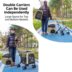 Carrito Doble para Mascotas, Desmontable, de Dos Niveles, Gran Capacidad, Tela Oxford, para Perros y Gatos, Viajes al Aire Libre - Product Image 2