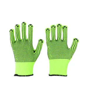Natürliche mehrfarbige Baumwoll schnur Strick Anti-Rutsch-Partikel handschuhe PVC gepunkteter Handschuh