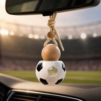 Diffuseur de voiture en verre réutilisable en forme de ballon de football personnalisé avec bouchon en bois et corde tressée pour automobile