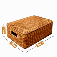 Ensemble de 3 boîtes décoratives en rotin naturel fabriquées à la main Panier de rangement en osier écologique Organisateur à couvercle Panier à linge