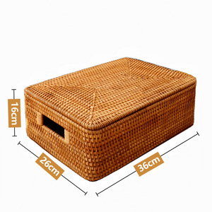Set of 3 Handcrafted Nature Rattan Decorative Boxes Eco-friendly <strong>Wicker</strong> <strong>Storage</strong> <strong>Basket</strong> Lidded Organizer Laundry <strong>Basket</strong> - Product Image 3
