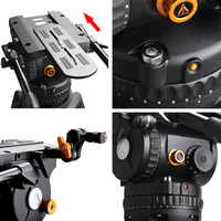 Kit trépied fluide robuste E-IMAGE EG40 PLUS 150 mm pour caméras de cinéma et de studio