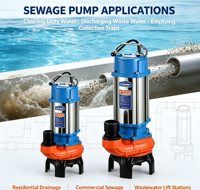 Pompe submersible électrique pour eaux usées en acier inoxydable 304 anti-corrosion avec poignée de transport 2 HP Débit de 8 m³/h