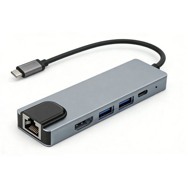 Factory OEM 4 Port 3.0 USB 5 in 1 Type C Hub Splitter OTG USB3.0 Adapter for Macbook Pro Air Fast Charging Data Transfer