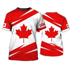 T-shirt en polyester personnalisé par sublimation pour hommes, motif drapeau canadien, doux, avec logo personnalisé, série Canada, pour fans de football et événements sportifs - Product Image 1