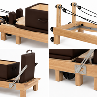 Reformer Pilates pliable en bois d’érable avec pieds réglables Machine de fitness professionnelle pour studio et maison