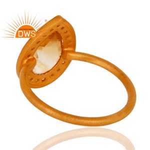 Topaz Set Citrine Gemstone Ring 18k Yellow Gold <b>Plated</b> Sterling <b>Silver</b> Stackable Ring Jewelry Manufacturer Classic Collection - Product Image 3