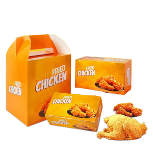 Vente en gros de papier personnalisé poignée de boîte d'emballage de restauration rapide papier à emporter de qualité alimentaire de poulet frit pour poulet autres articles de <span class=keywords><strong>menu</strong></span> - Product Image 5