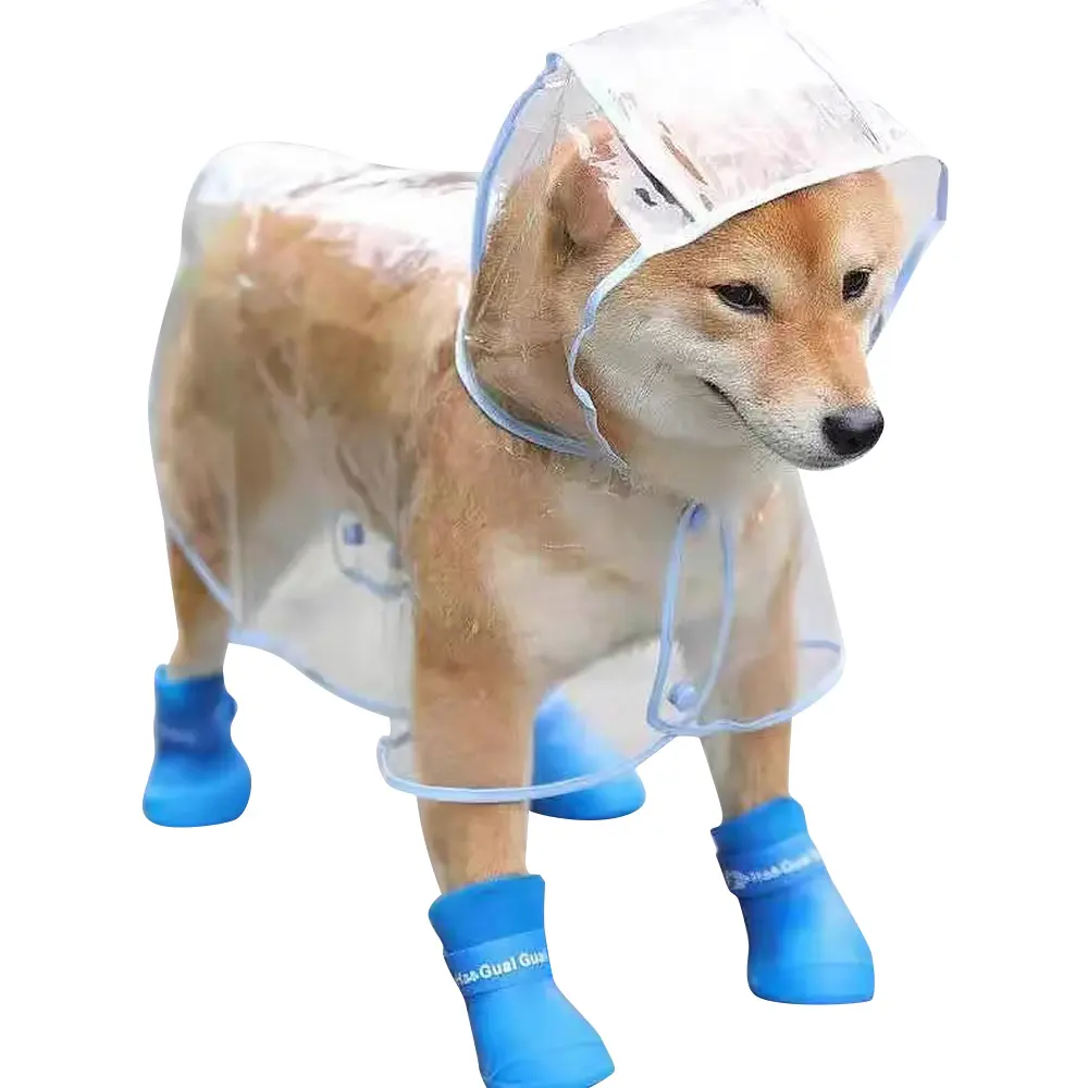 Slim fit pet raincoat with hood transparent dog raincoat thickened waterproof autumn sustainable dog raincoat