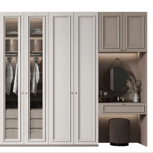 Mueble de Dormitorio Personalizable de Estilo Francés con Capacidad Ajustable, Gabinete de Pared Plano de MDF Resistente para Dormitorio de Hotel, Villa o Sala de Estar - Product Image 4