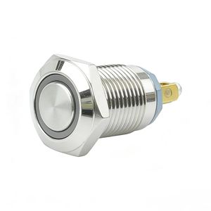 Interrupteurs à <span class=keywords><strong>bouton</strong></span>-poussoir métalliques auto-bloquants miniatures ronds de 12 mm, étanches IP65, accessoires pour moto, 5A 250V - Product Image 1