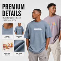 T-shirt Homme Oversize Vintage Délavé 100% Coton Lourd Décontracté à Manches Courtes avec Motif Personnalisé Streetwear