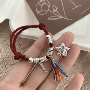 สร้อยข้อมือเชือกสีแดงรูปดาวเงินแท้ S925 สำหรับผู้หญิง สวมใส่ได้ทุกวัน ประดับคริสตัลและจี้รูปทรงต่างๆ - Product Image 4