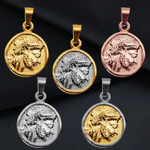 Pendentif Zeus personnalisé en or pour hommes avec pièce grecque en acier inoxydable pendentifs et breloques de la mythologie grecque antique pour la fabrication de bijoux