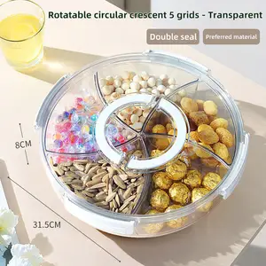 Choice Fun Wholesale Transparent Plastic Serving Dishes Divided Platter Dry Fruit Plates Serving Tray With Handle