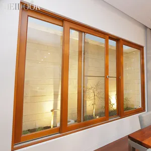 Rumah kantor desain Modern bingkai logam campuran aluminium kustom kaca berwarna sistem geser Manual jendela