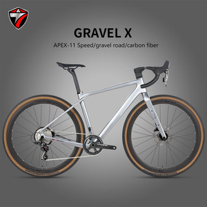 Bicicleta de <span class=keywords><strong>Gravel</strong></span> 700c <span class=keywords><strong>GRAVEL</strong></span>-X de 11 Velocidades Todoterreno de Fibra de <span class=keywords><strong>Carbono</strong></span> para Carreras y Ciudad con Manillar y Sistema de Cableado Interno - Product Image 3