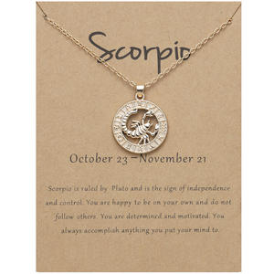 Collar de Moda con Colgante de Horóscopo en Forma de Moneda Chapado en Oro y Plata, Amuleto de Horóscopo para Mujer, Collar con los 12 Signos del Zodiaco - Product Image 1