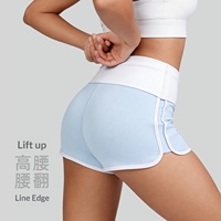 Nouvelle Collection Été – Short de Yoga et Cyclisme Sportif Respirant à Rayures, Taille Haute, Coupe Ajustée, Couleurs Contrastées, en Polyester et Spandex