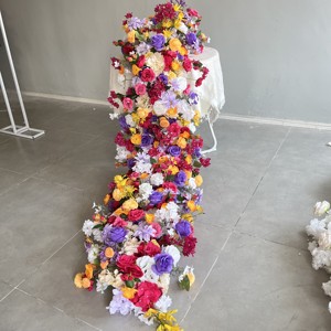 D-FR167 Camino de mesa al por mayor con flores azules, camino de mesa con rosas, camino de mesa de lujo con flores artificiales de seda para decoración de bodas - Product Image 5