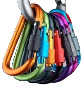2023 Wholesales Custom Metal Aluminum Carabiner Clips D-Ring Locking Key Chain Hook Camping Climbing Carabiners