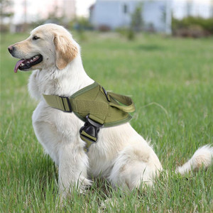 Chaleco táctico para perros, nailon 1000d, repelente al agua, correa para el pecho para deportes al aire libre, suministros de entrenamiento para mascotas, verde militar - Product Image 1