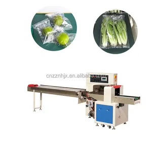 Máquina envasadora de frutas y verduras de lechuga de zanahoria horizontal de flujo automático para pequeñas empresas
