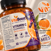 Étiquettes personnalisées pour bouteilles de vitamines, autocollantes en rouleau, imperméables, en BOPP avec vernis sélectif UV, pour l'emballage de compléments alimentaires