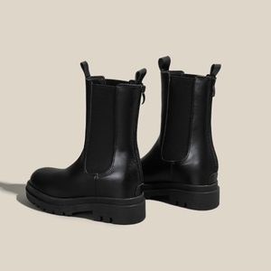 Bottines à talon épais et plateforme pour femme, en cuir noir, style fashion, pointures 31-40 - Product Image 5