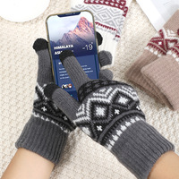 Gants personnalisés à motif d'inspiration nordique, en tissu acrylique chaud, ajustement flexible, pour l'hiver, les voyages, la marche en plein air, compatibles avec les écrans tactiles, gants tricotés