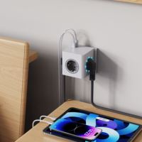Prise murale universelle 3 ports KC/EU, nouveau design, PD25W, portable, avec anneau lumineux pour l'insertion de la prise