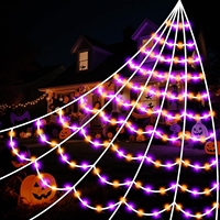 Luces de Telaraña Gigante de Halloween, 250 LED, Color Morado y Naranja, 16.4 Pies, Decoraciones de Halloween, Iluminación con 8 Modos de Iluminación