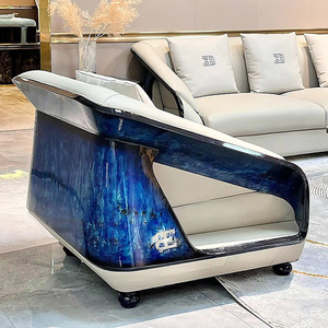 Ensemble de canapés en cuir véritable de luxe convertible en forme de U pour hôtel, villa, club, grand appartement, salons - Product Image 4