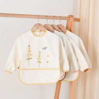 Dänische super elastische wasserdichte PU Anti-Dirty Fütterung kleidung Langärmlige Baby-Lätzchen für Kinder Anti-Dressing-Lätzchen für