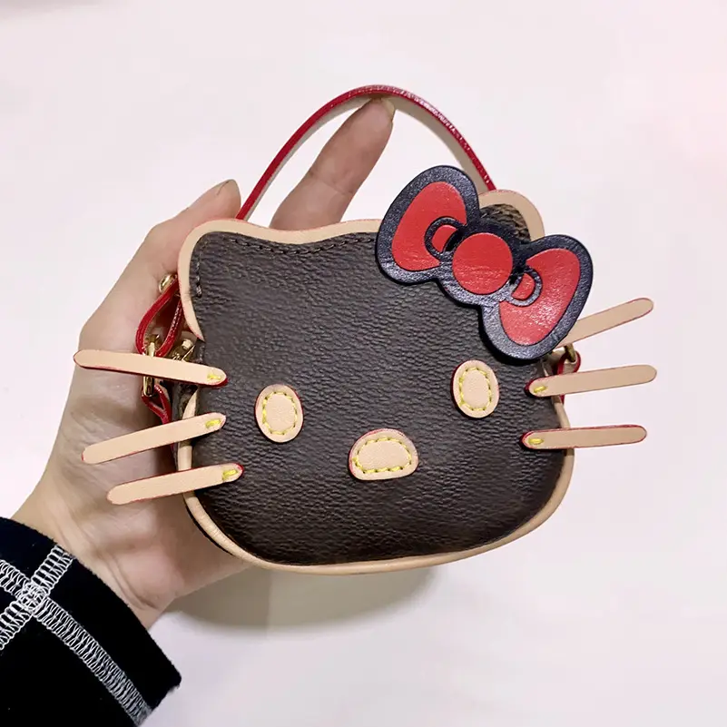 Factory wholesale cat mini bag purses High quality leather luxury Cartoon lady skew bags cute coin purse Accessory bag