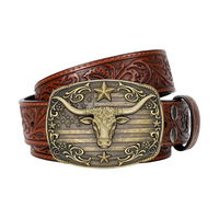 Ceintures Western pour hommes et femmes, ceinture Western pour homme avec boucle en forme de taureau, ceinture en cuir de style western pour jeans