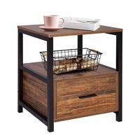 Offre Spéciale pas cher Table d'appoint de lit Table d'appoint en bois rustique MDF Table de chevet en chêne